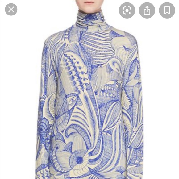 Dries Van Noten Tops - Dries Van Noten blue printed turtleneck